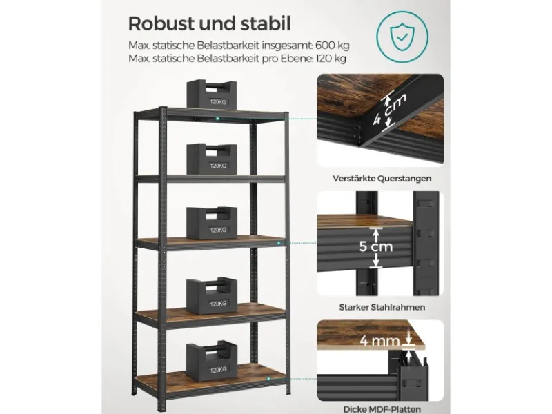 Online Songmics Standregal 50 cm x 100 cm x 200 cm Braun-Schwarz