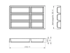 SOTECH Besteckkästen<Besteckeinsatz SEPARADO Individual Genarbt 300 x 474 x 51 mm Schubladeneinsatz Ab 40cm Schrankbreite