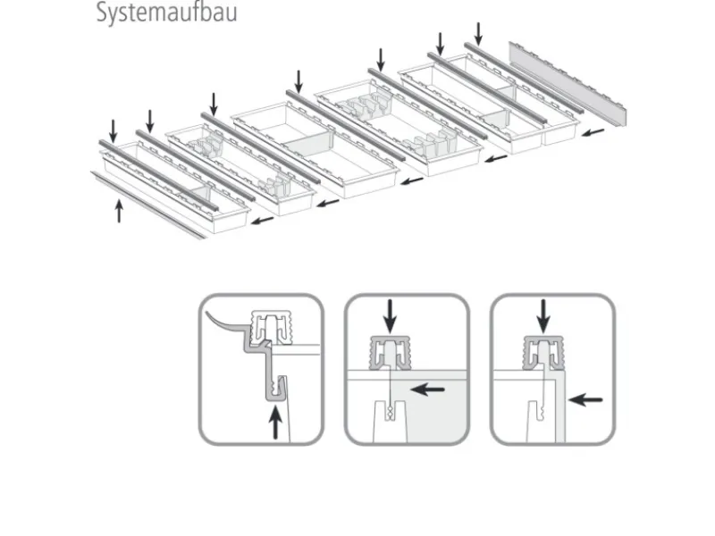 SOTECH Besteckkästen<Cuisio Besteckeinsatz 600 mm Höhe 55 mm Transluzent Graphitgrau mit Messerblock