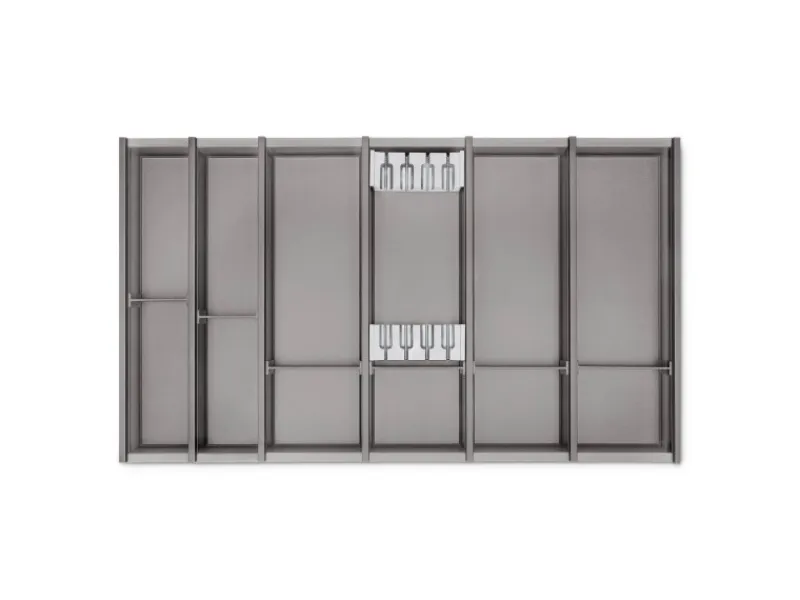 SOTECH Cuisio Besteckeinsatz 55mm Transluzent Graphitgrau mit Messerblock Für Blum Legrabox 473mm mit Korpusbreite 900mm