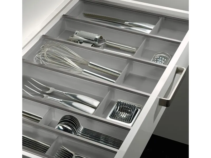 SOTECH Cuisio Besteckeinsatz 55mm Transluzent Graphitgrau mit Messerblock Für Blum Legrabox 473mm mit Korpusbreite 900mm