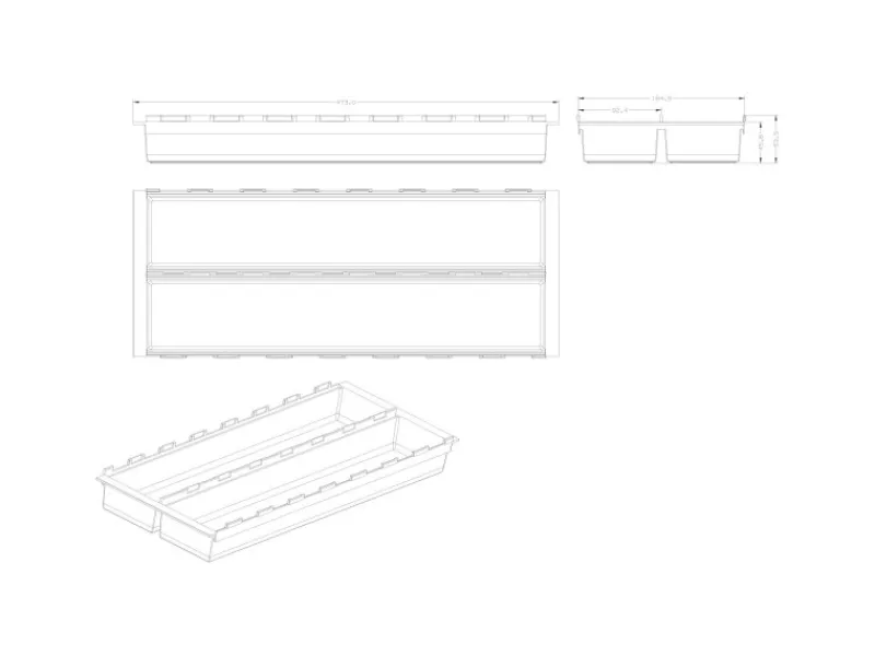 SOTECH Besteckkästen<Cuisio Gewürzeinsatz 600 mm Höhe 55 mm Transluzent Graphitgrau