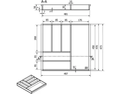 Clearance SOTECH ORGA-BOX 3 Bambus Besteckeinsatz Für 60er Schublade 473x497x56 mm mit 6 Fächer Für Nobilia Küchen Ab August 2012