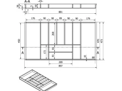 SOTECH ORGA-BOX 3 Bambus Besteckeinsatz Für 100er Schublade 473x897x56 mm 11 Fächer Für Nobilia Küchen Ab August 2012< Besteckkästen