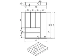 Outlet SOTECH Orga-Box-1 Bambus Besteckeinsatz 6 Fächer Für Blum Tandembox Antaro Schubladen 419 x 473 x 56 mm Besteckkasten