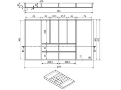SOTECH Besteckkästen<Orga-Box-1 Bambus Besteckeinsatz 10 Fächer Für Blum Tandembox Antaro Schubladen 819x473x56 mm im 90er Schrank