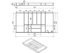 SOTECH Besteckkästen<Orga-Box-1 Bambus Besteckeinsatz 11 Fächer Für Blum Tandembox Antaro Schubladen 919x473x56 mm im 100er Schrank