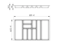 SOTECH ORGA-BOX-2 Besteckeinsatz Tiefe 462 mm Höhe 50,5 mm Für Nobilia Küchen Canvas Struktur Breite 809 mm< Besteckkästen