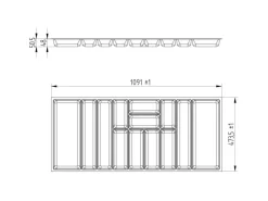 SOTECH Besteckkästen<ORGA-BOX-3 Besteckeinsätze Tiefe 473 mm Höhe 50,5 mm Schubladeneinsätze Breite 1091 mm