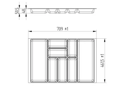 SOTECH Besteckkästen<ORGA-BOX-2 Besteckeinsatz Tiefe 462 mm Höhe 50,5 mm Für Nobilia Küchen Canvas Struktur Breite 709 mm