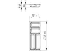 SOTECH Besteckkästen<ORGA-BOX-3 Besteckeinsätze Tiefe 473 mm Höhe 50,5 mm Schubladeneinsätze Breite 191 mm