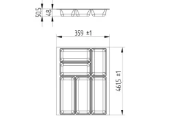 SOTECH ORGA-BOX-2 Besteckeinsatz Tiefe 462 mm Höhe 50,5 mm Für Nobilia Küchen Canvas Struktur Breite 359 mm< Besteckkästen