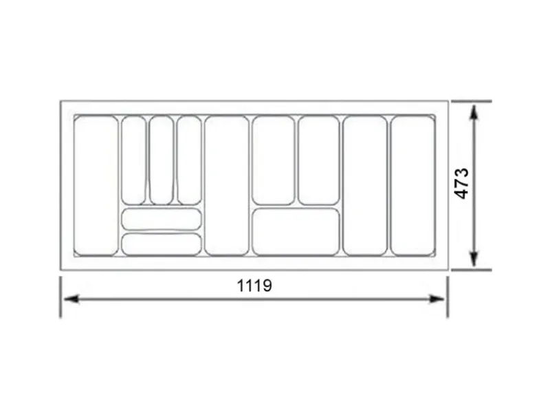 SOTECH Orga-Box I Besteckeinsatz Höhe 55 mm Lavagrau 1200 mm Für Blum Tandembox und ModernBox< Besteckkästen