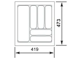 SOTECH Besteckkästen<Orga-Box I Besteckeinsatz Oriongrau 500 mm Höhe 55 mm Antirutschbeschichtung Für Blum Tandembox und ModernBox