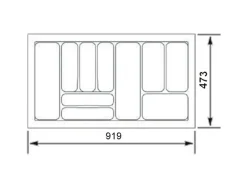 SOTECH Orga-Box I Besteckeinsatz Höhe 55 mm Oriongrau 1000 mm Antirutschbeschichtung Für Blum Tandembox und ModernBox