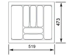 SOTECH Orga-Box I Besteckeinsatz Silbergrau 600 mm Höhe 55 mm Für Blum Tandembox und ModernBox< Besteckkästen