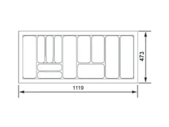 SOTECH Besteckkästen<Orga-Box I Besteckeinsatz Höhe 55 mm Oriongrau 1200 mm Antirutschbeschichtung Für Blum Tandembox und ModernBox