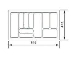 SOTECH Orga-Box I Besteckeinsatz Silbergrau 900 mm Höhe 55 mm Für Blum Tandembox und ModernBox< Besteckkästen