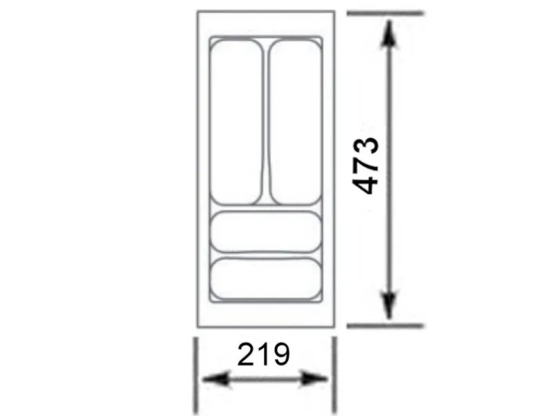SOTECH Orga-Box I Besteckeinsatz Silbergrau 300 mm Höhe 55 mm Für Blum Tandembox und ModernBox< Besteckkästen
