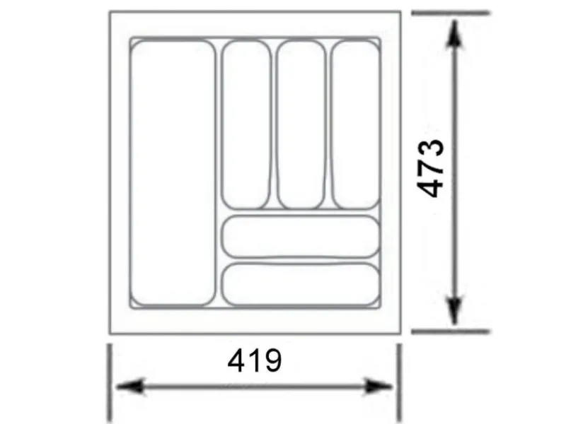 Best SOTECH Orga-Box I Besteckeinsatz Silbergrau 500 mm Höhe 55 mm Für Blum Tandembox und ModernBox