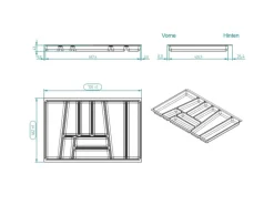 New SOTECH ORGA-BOX II Besteckeinsatz 800 mm Höhe 45 mm Silbergrau Für Nobilia Schubladen