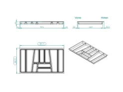 SOTECH Besteckkästen<ORGA-BOX II Besteckeinsatz 900 mm Höhe 45 mm Silbergrau Für Nobilia Schubladen
