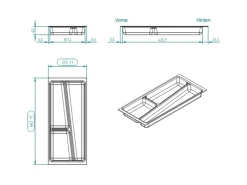 SOTECH ORGA-BOX II Besteckeinsatz 300 mm Höhe 45 mm Silbergrau Für Nobilia Schubladen< Besteckkästen