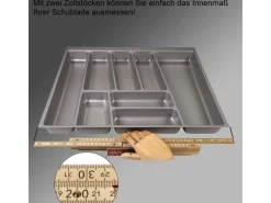 Online SOTECH ORGA-BOX II Besteckeinsatz 500 mm Höhe 45 mm Silbergrau Für Nobilia Schubladen