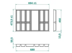 SOTECH ORGA-BOX III Besteckeinsatz 800 mm Höhe 55 mm Für Nobilia Ab 2013 Pronorm und Brigitte Küchen< Besteckkästen