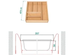 SOTECH Besteckkästen<ORGA-BOX III Buche Besteckeinsatz 500 mm Höhe 56 mm Für Nobilia Ab 2013 Pronorm und Brigitte Küchen