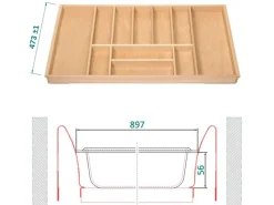 SOTECH Besteckkästen<ORGA-BOX III Buche Besteckeinsatz 1000 mm Höhe 56 mm Für Nobilia Ab 2013 Pronorm und Brigitte Küchen