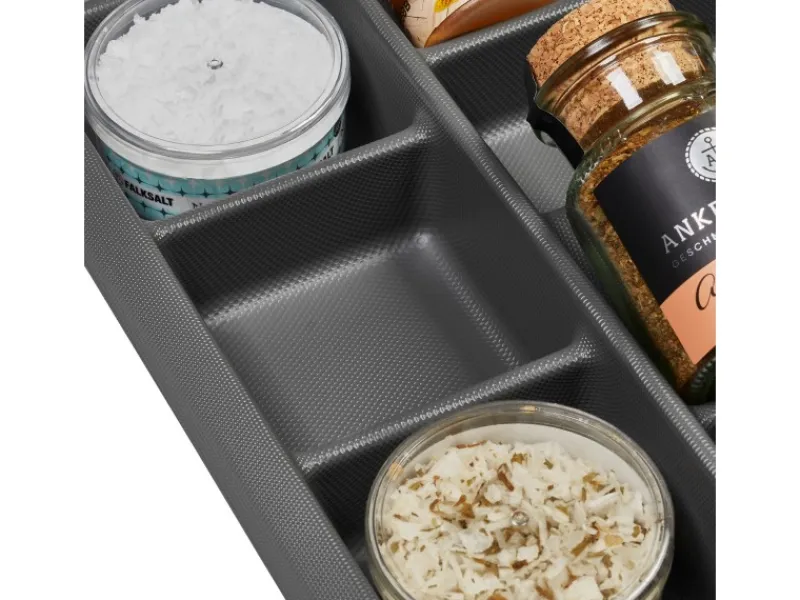 SOTECH Besteckkästen<ORGA-BOX Multi-Gewürzgläsereinsatz Gewürzdoseneinsatz 515 x 40 x 473 mm Oriongrau Für Blum 60er Korpusbreite