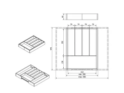 SOTECH Besteckkästen<ORGA-BOX UNIVERSAL Besteckkasten Aus Bambus Verstellbar Für Schrankbreite 500 - 600 mm Höhe 65 mm bis 7 Fächer