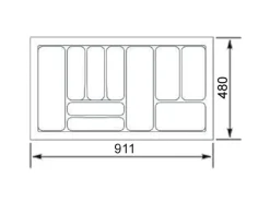 SOTECH Besteckkästen<Orga-Box VIII Besteckeinsatz 911 x 480 x 55 mm Lavagrau mit Perlstruktur Für 100er Schränke in Häcker Küchen