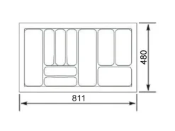SOTECH Besteckkästen<Orga-Box VIII Besteckeinsatz 811 x 480 x 55 mm Lavagrau mit Perlstruktur Für 90er Schränke in Häcker Küchen