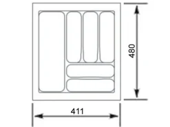 SOTECH Orga-Box VIII Besteckeinsatz 411 x 480 x 55 mm Lavagrau mit Perlstruktur Für 50er Schränke in Häcker Küchen< Besteckkästen