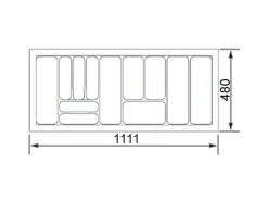 SOTECH Besteckkästen<Orga-Box VIII Besteckeinsatz 1111 x 480 mm Champagner mit Perlstruktur Für 120er Schränke in Häcker Küchen