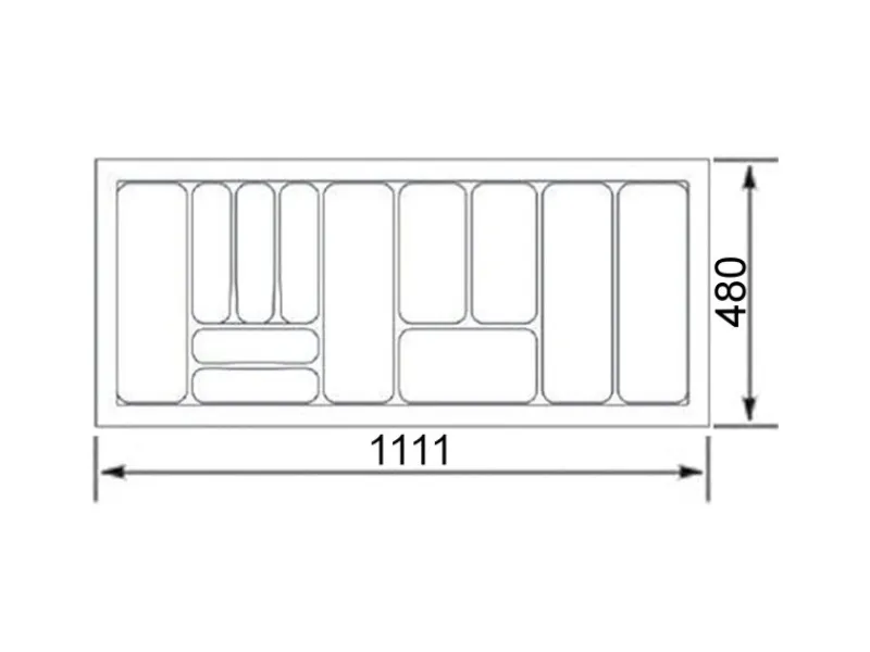 SOTECH Besteckkästen<Orga-Box VIII Besteckeinsatz 1111 x 480 mm Champagner mit Perlstruktur Für 120er Schränke in Häcker Küchen