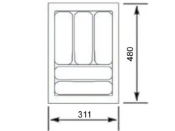 SOTECH Orga-Box VIII Besteckeinsatz 311 x 480 x 55 mm Lavagrau mit Perlstruktur Für 40er Schränke in Häcker Küchen