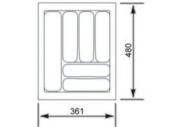 SOTECH Besteckkästen<Orga-Box VIII Besteckeinsatz 361 x 480 x 55 mm Lavagrau mit Perlstruktur Für 45er Schränke in Häcker Küchen