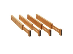 Best SOTECH 4-Teiliges ORGA-BOX Bambus Schubladen Trennsystem 354 bis 482 mm Höhe 63 mm mit Federmechanismus