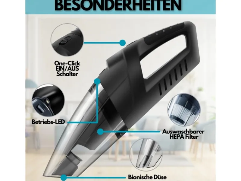 STEINBORG Haushaltsgeräte<SB-1031 Akku-Handstaubsauger mit Tasche 6500 Pa