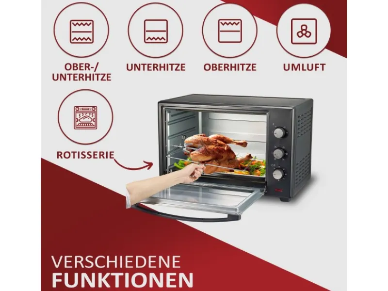 STEINBORG SB-3006 Backofen 60 Liter 2000 Watt Schwarz< Haushaltsgeräte
