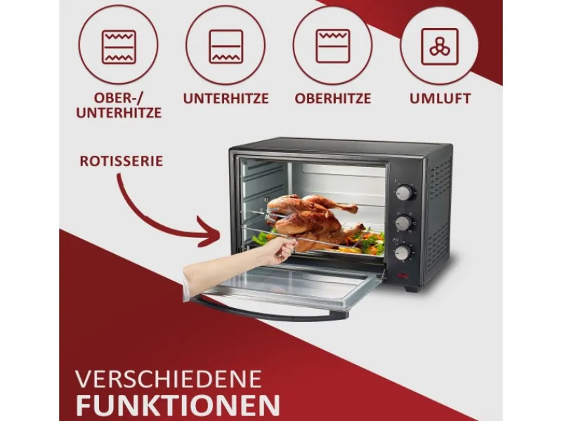 STEINBORG SB-3006 Backofen 60 Liter 2000 Watt Schwarz< Haushaltsgeräte