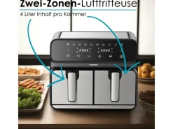 STEINBORG SB-3131 Dual Heißluftfritteuse 4+4 Liter 1700 Watt< Haushaltsgeräte