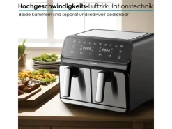STEINBORG SB-3131 Dual Heißluftfritteuse 4+4 Liter 1700 Watt< Haushaltsgeräte