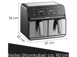 STEINBORG SB-3131 Dual Heißluftfritteuse 4+4 Liter 1700 Watt< Haushaltsgeräte