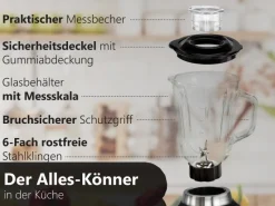 Sale STEINBORG SB-7020 Edelstahl Standmixer 1,5 Liter BPA-Frei 800 Watt