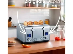 STEINBORG Haushaltsgeräte<SB-2080 Edelstahl Toaster 4 Scheiben 1630W