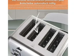 STEINBORG Haushaltsgeräte<SB-2080 Edelstahl Toaster 4 Scheiben 1630W